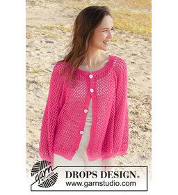 Damesvest met ronde hals gemaakt van Drops Cotton Light