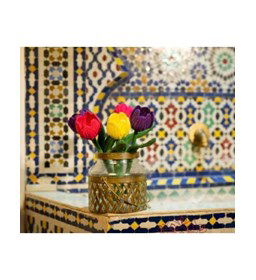 Boeket tulpen gemaakt van Lang Yarns Quattro, Quattro Lame en Quattro color