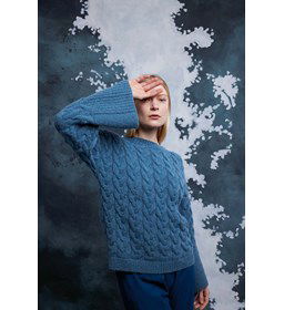 Damestrui in kabelpatroon gemaakt van Lang Yarns Malou Light uni en color