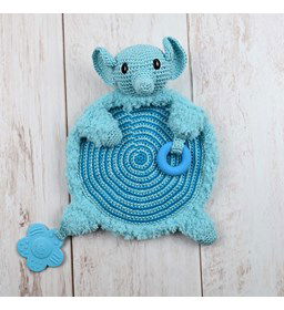 Speeldoekje olifant met zachte geluidjes gemaakt van Durable Coral