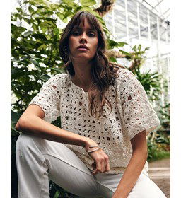 Dames shirt met korte mouwen gemaakt van Phildar Phil Perle 5