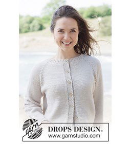 Top-down gebreid damesvest met raglanmouwen gemaakt van knopen