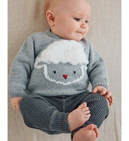 Babytruitje met schapenhoofdje gemaakt van Phildar Phil Lambswool 51