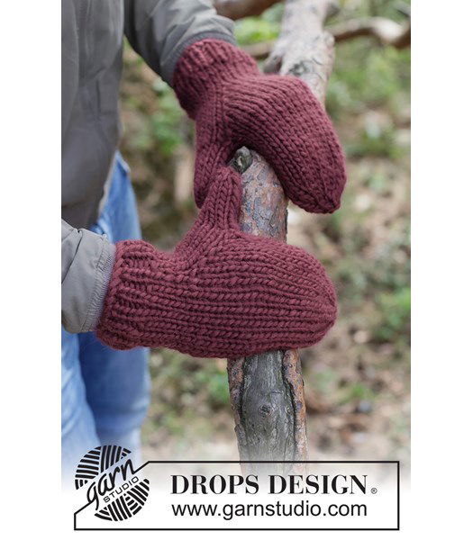 Breipatroon warme herenwanten van dikke DROPS Snow wol