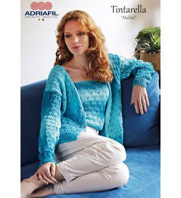 Damesvest met topje gemaakt van Adriafil Tinterella