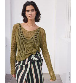 Damestrui met ribbelpatroon gemaakt van Lana Grossa Solo Lino