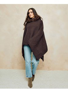 wijde poncho met capuchon
