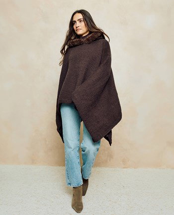 wijde poncho met capuchon