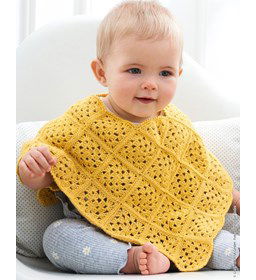 Granny Square baby poncho  gemaakt van Lana Grossa Allora
