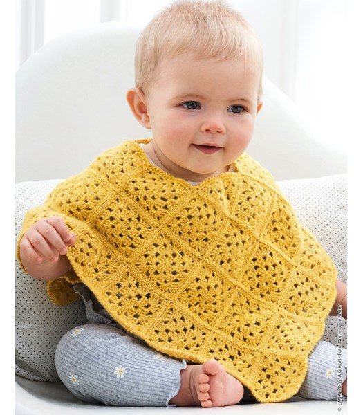 Haakpatroon Granny Square baby poncho 