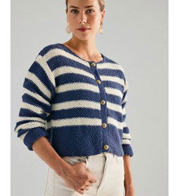 Damesvest met knoopsluiting gemaakt van Phildar Phil Partner 3,5