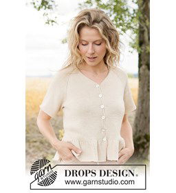 vest met ruches en v-hals in katoen gemaakt van Breinaalden zonder knop