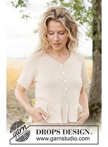 vest met ruches en v-hals in katoen