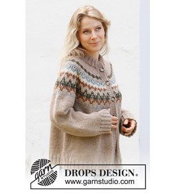 Damesvest met Scandinavisch patroon gemaakt van Drops Nepal