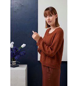 Damestrui Linda met wijde halsboord gemaakt van Rondbreinaald nr 3,5