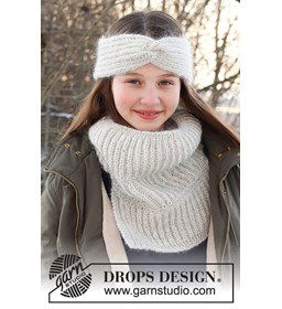 Kinder hoofdband en halswarmer gemaakt van Drops Alpaca