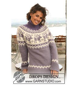 trui met raglanmouwen en rendier patroon gemaakt van Drops Nepal