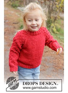 Breipatroon kindertrui met raglan en bobbels gemaakt van DROPS Sky