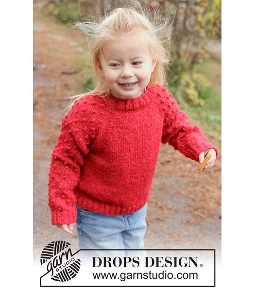 Breipatroon kindertrui met raglan en bobbels