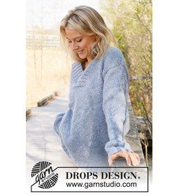 Wijde damestrui met V-hals gemaakt van Drops Air