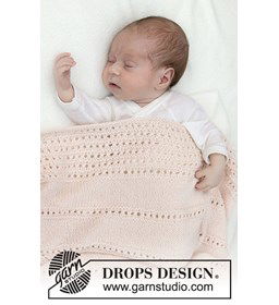Babydeken met kantpatroon gemaakt van Drops Baby Merino