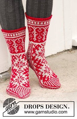 Gebreide sokken met veelkleurig patroon ....