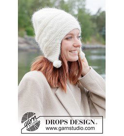 Gebreide muts met oorflappen in mohair & alpacawol gemaakt van Drops Kid Silk