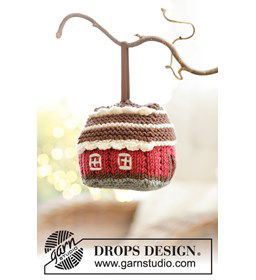 Gebreid kersthuisje gemaakt van Drops Merino extra fine