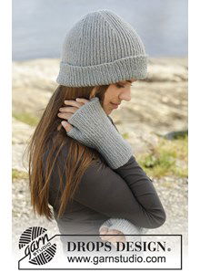 Gebreide muts en vingerloze wanten