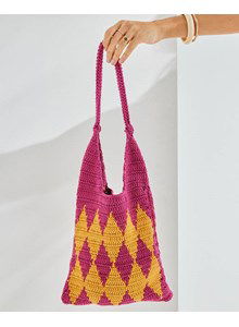 Boodschappentas met gekleurde ruitjes patroon 