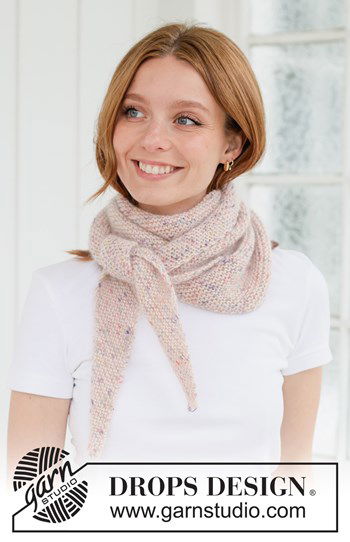 Diagonaal gebreide sjaal in merino en mohair