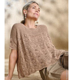 wijde zomershirt met korte mouwen gemaakt van Lana Grossa Landlust Sommerseide