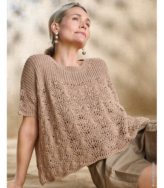 Breipatroon wijde zomershirt met korte mouwen