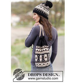Muts en tas met grafisch patroon gemaakt van Drops Nepal