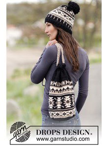 Muts en tas met grafisch patroon