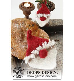 Gevilte Kerstman pannenlap gemaakt van Drops Snow - Eskimo