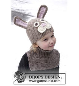 Gehaakte paashaas muts en gebreide halswarmer gemaakt van Drops Lima