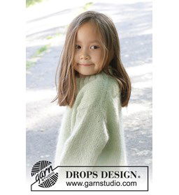 Kindertrui met dubbele halsrand gemaakt van Drops Kid Silk