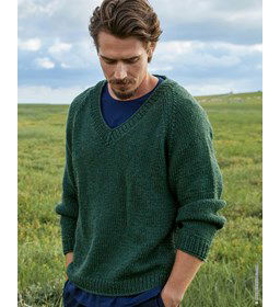 Herentrui met V-hals gemaakt van Lana Grossa Cool Merino Big