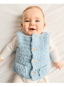Haakpatroon mouwloos babyvestje louison gemaakt van Phildar Phil Douce