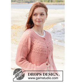 Damesvest met ronde pas en split gemaakt van DROPS Sky