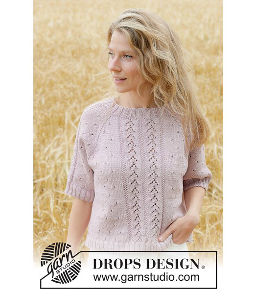 Breipatroon zomertop met raglan mouwen en kantpatroon