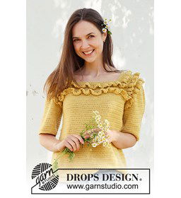 Damestrui met driekwart mouwen gemaakt van Drops Safran