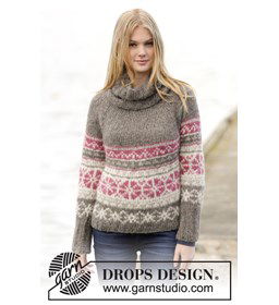 Gebreide trui met hoge col gemaakt van Drops Brushed Alpaca Silk