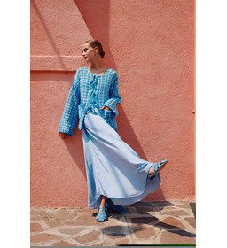 Damesvest Leisure Morning, met zakken en striksluiting gemaakt van Lang yarns Glow