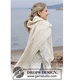 Grote sjaal met kabels gemaakt van Drops Puna