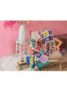 Bonte geblokte deken