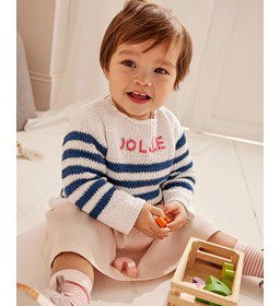 Kindertrui met strepen gemaakt van Phildar Phil Rustique