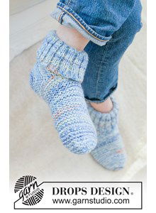 Heren sloffen breien met domino vierkanten in wol