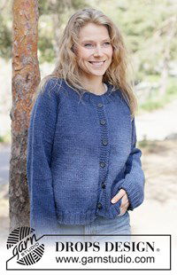 Naadloos gebreid vest met raglan welke van boven naar beneden